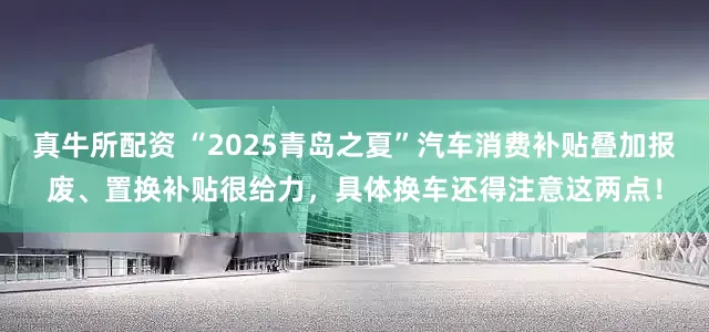真牛所配资 “2025青岛之夏”汽车消费补贴叠加报废、置换补贴很给力，具体换车还得注意这两点！